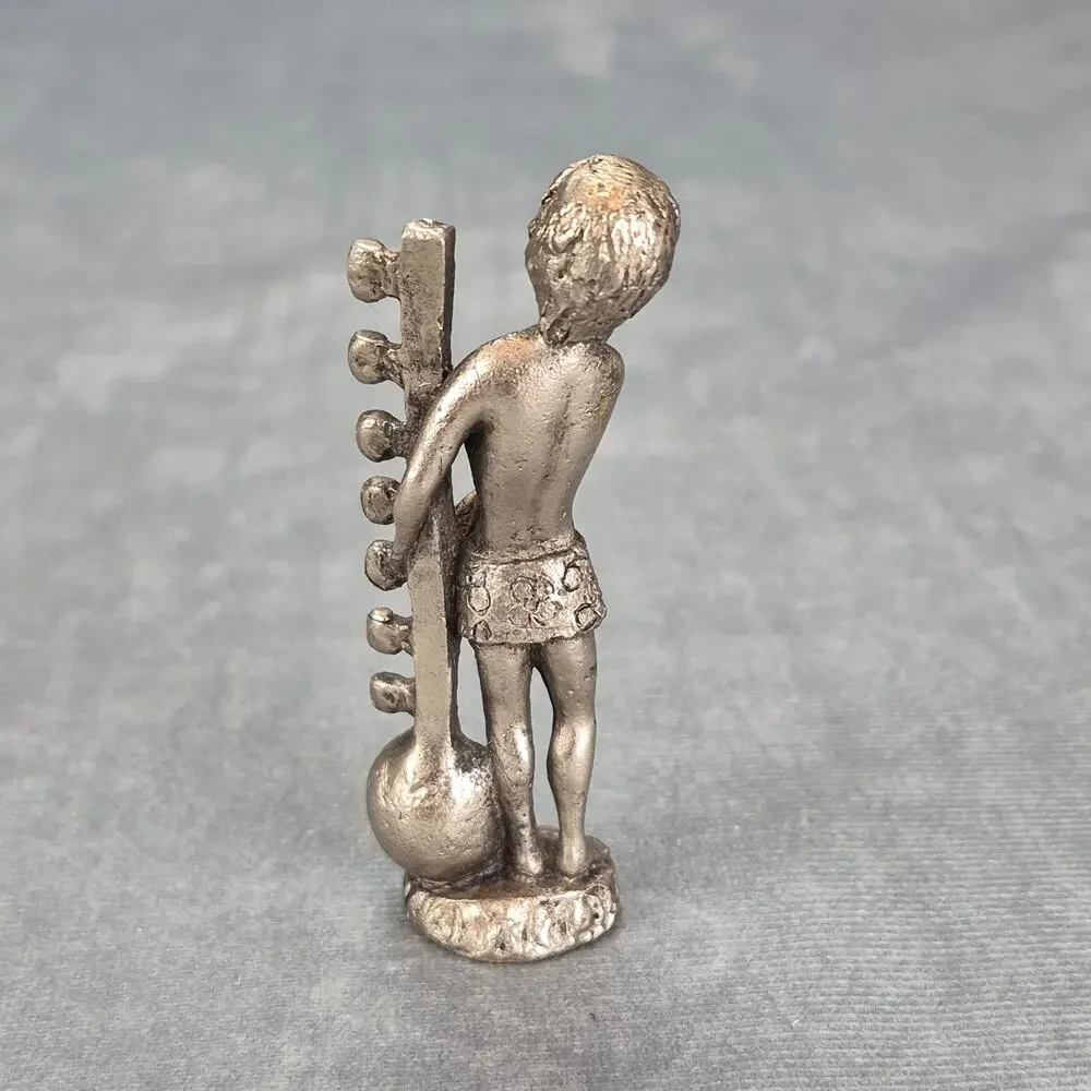 Pewter Boy Playing Sith Instrument Vintage 1940's Figurine